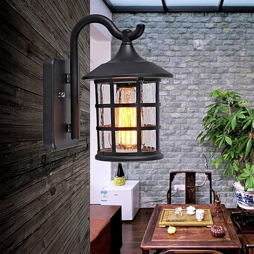 Jolof Store Black Outdoor Wall Lantern – Waterproof Aluminum & Glass