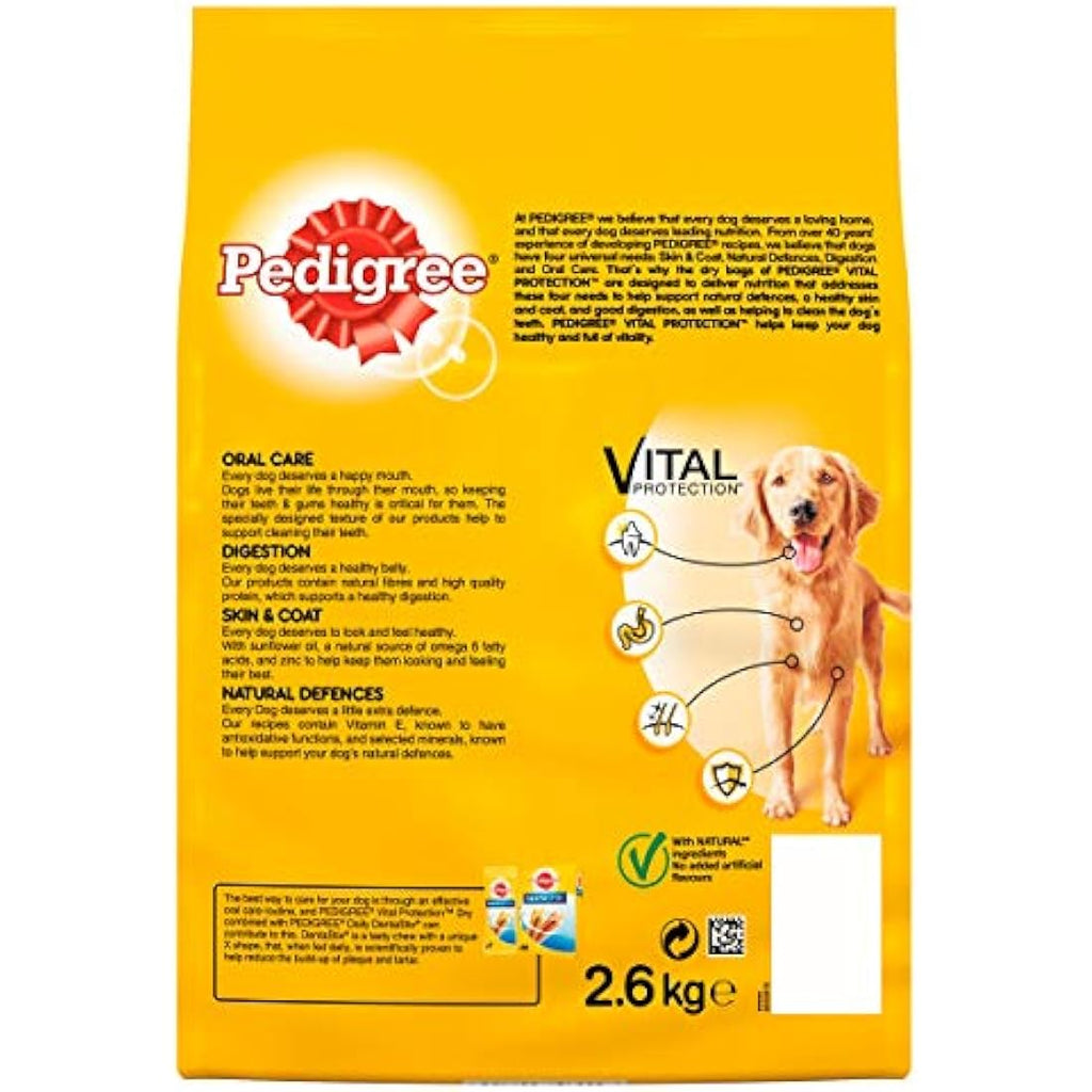 Pedigree Dry Dog Food with Beef and Vegetables - 2.6kg Bag