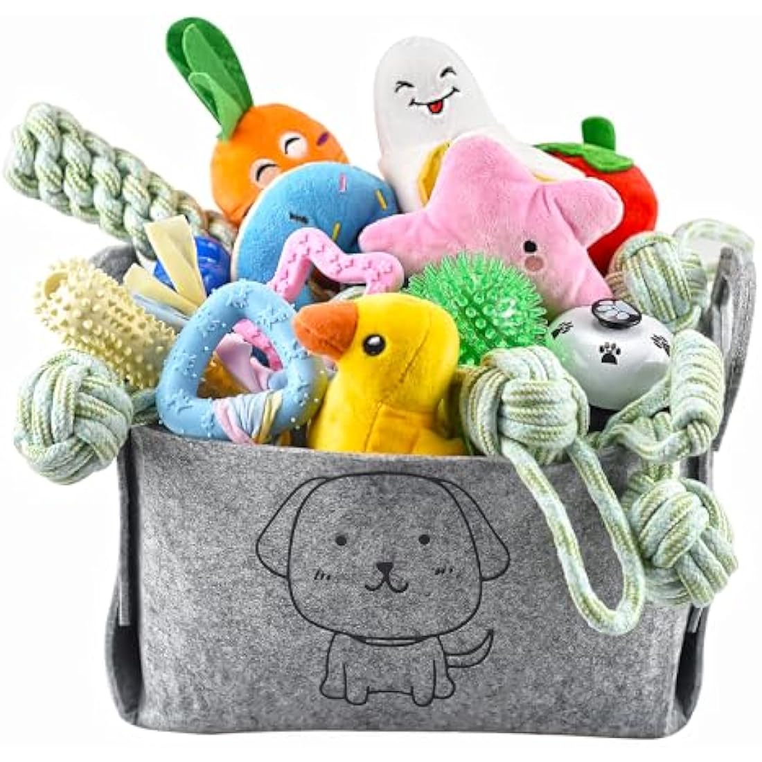 Jolof Store 24-Piece Puppy Toy Set with Storage Bin - Teething & Training