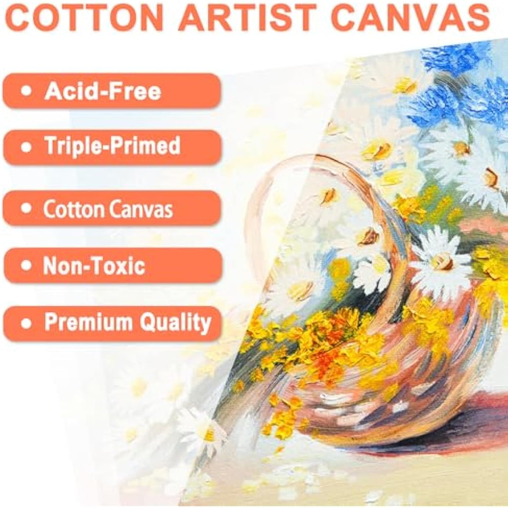 Canvas Panels for Painting – 5 Pack 18x24 Acrylic & Oil