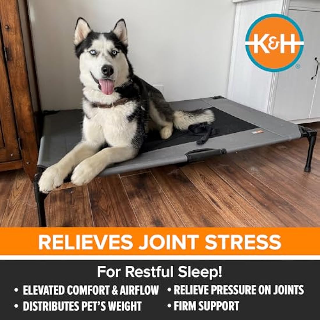 K&H Pet Products Elevated Dog Bed – Cooling Outdoor Cot, XL Grey