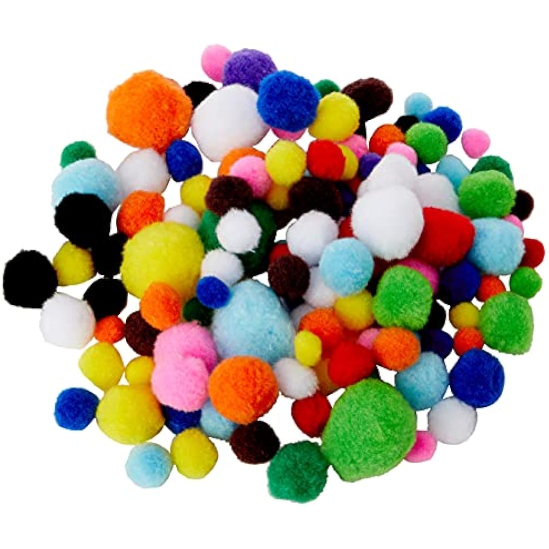 Creation Station Pom Poms - Assorted Sizes & Colors for Kids Crafts (100 Pack)