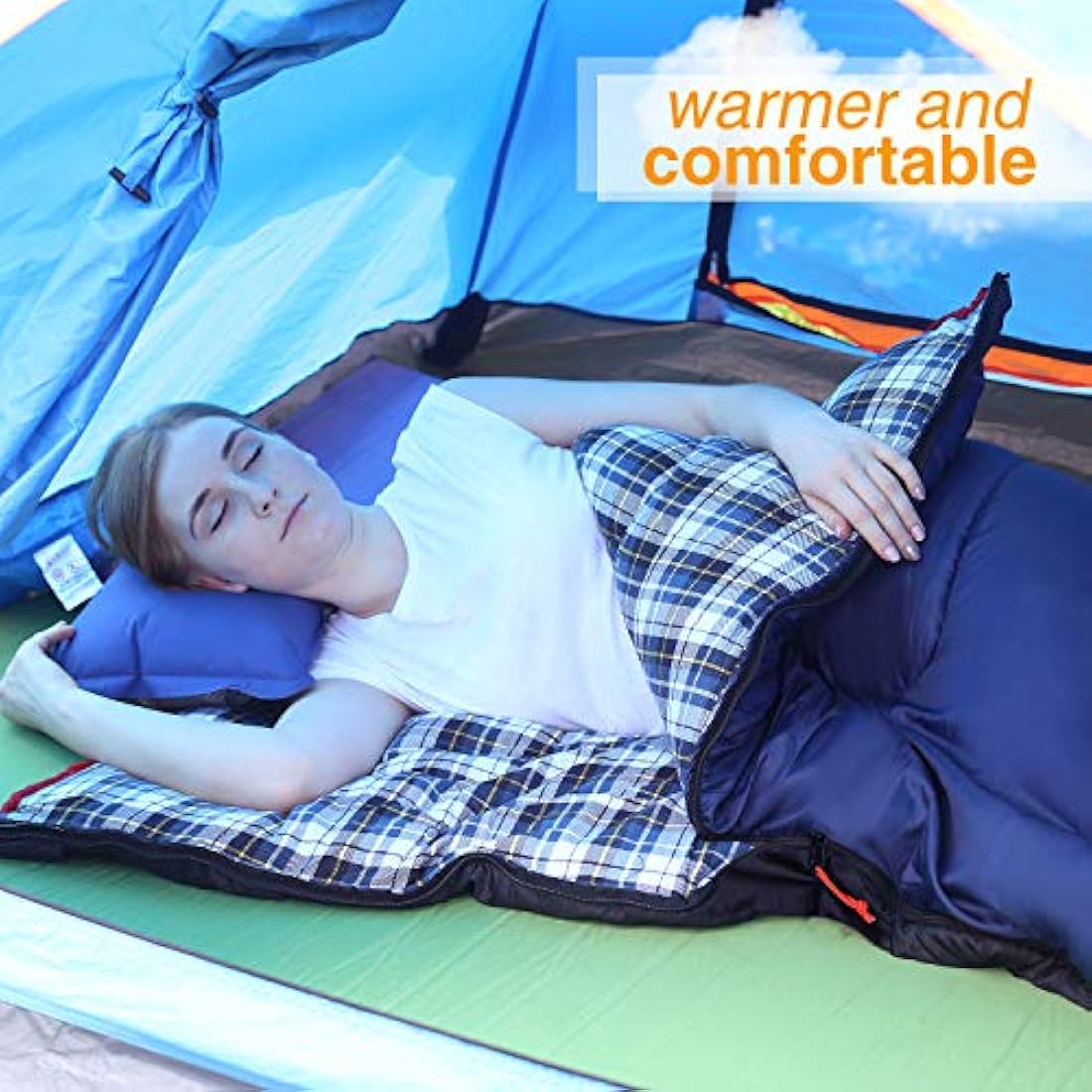 REDCAMP Cotton Flannel Sleeping Bag – 3-Season Adult Envelope Design