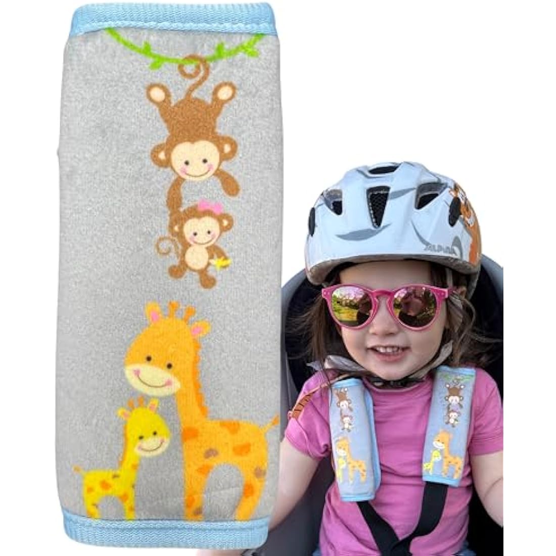 HECKBO Baby Harness Pads – Soft Animal Print Car Seat Strap Covers