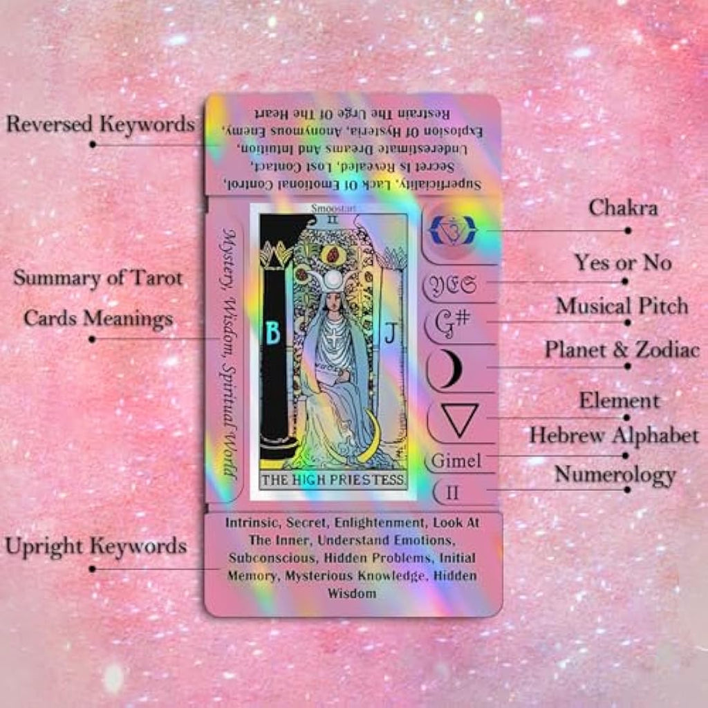 Smoostart Pink Holographic Tarot Cards Deck with Meanings for Beginners