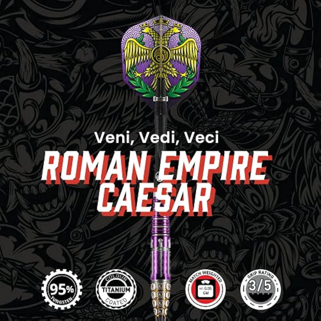 Shot! Darts Roman Empire Caesar 95% Tungsten Steel Tip Dart Set
