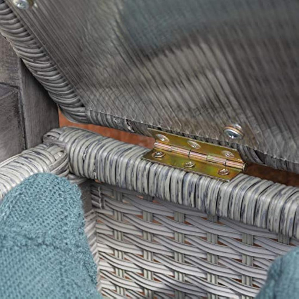 Alderley Rattan Storage Bench – Grey Hardwood Timber