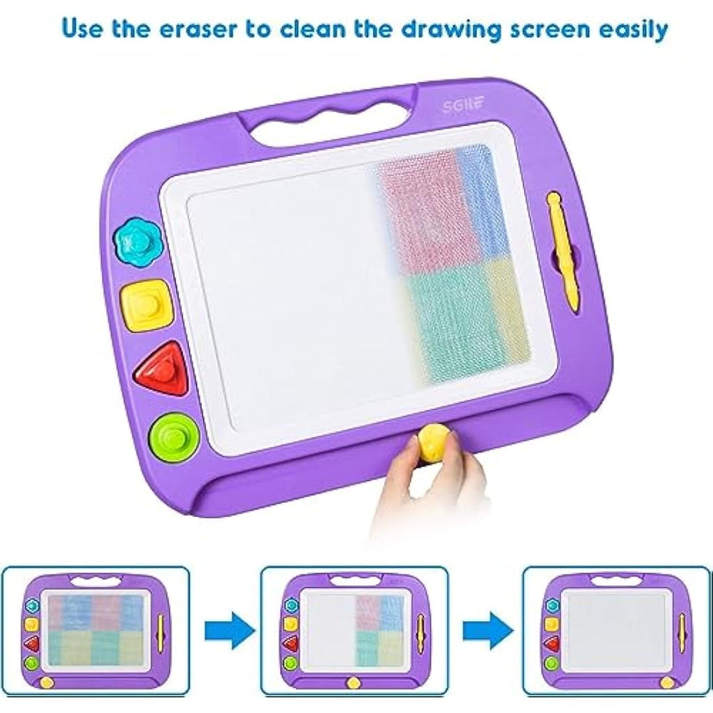 SGILE Large Magnetic Drawing Board – 4 Color Toddler Doodle Pad, Purple