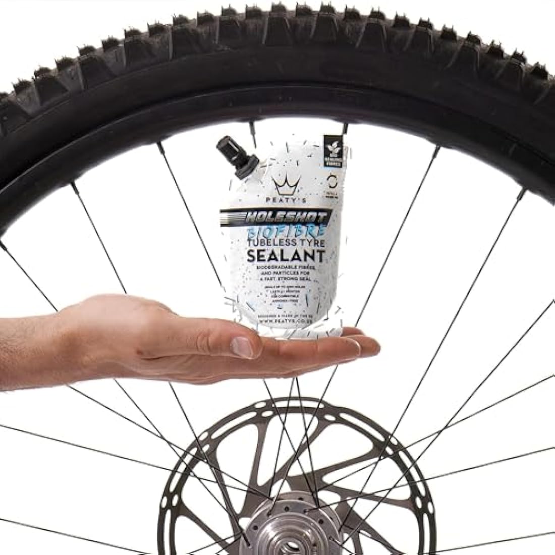 Peaty's Holeshot Biofibre Tubeless Tyre Sealant – Fast Acting 6mm Repair