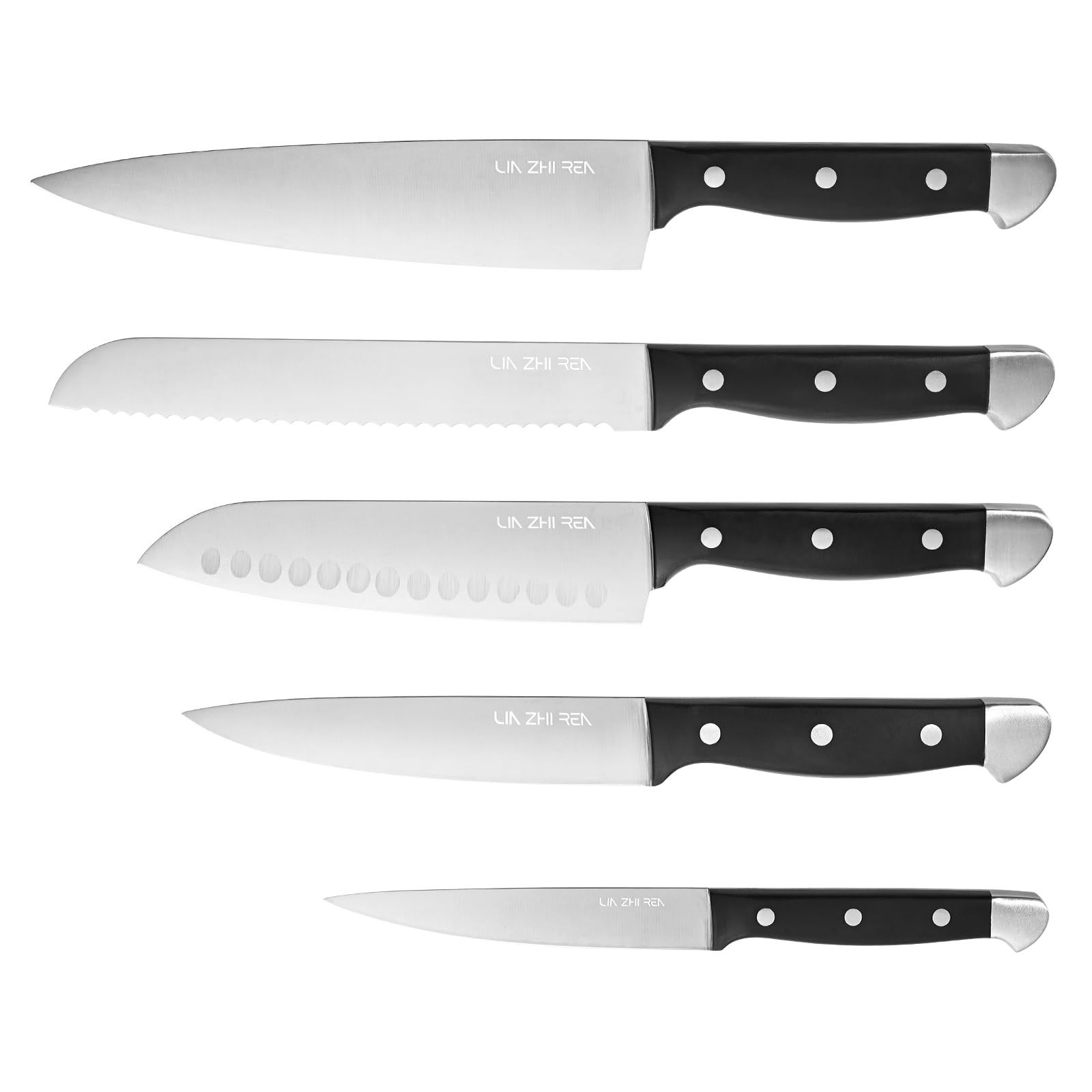 LIN ZHI REN 5-Piece Stainless Steel Professional Kitchen Knife Set