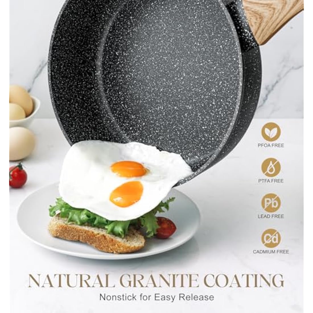 Michelangelo 28cm Non-Stick Deep Frying Pan with Lid | Induction Saute Pan