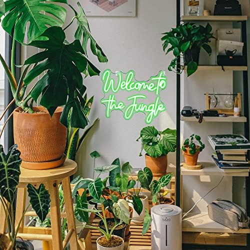 Looklight Welcome to the Jungle Neon Sign – Green LED Wall Decor for Home