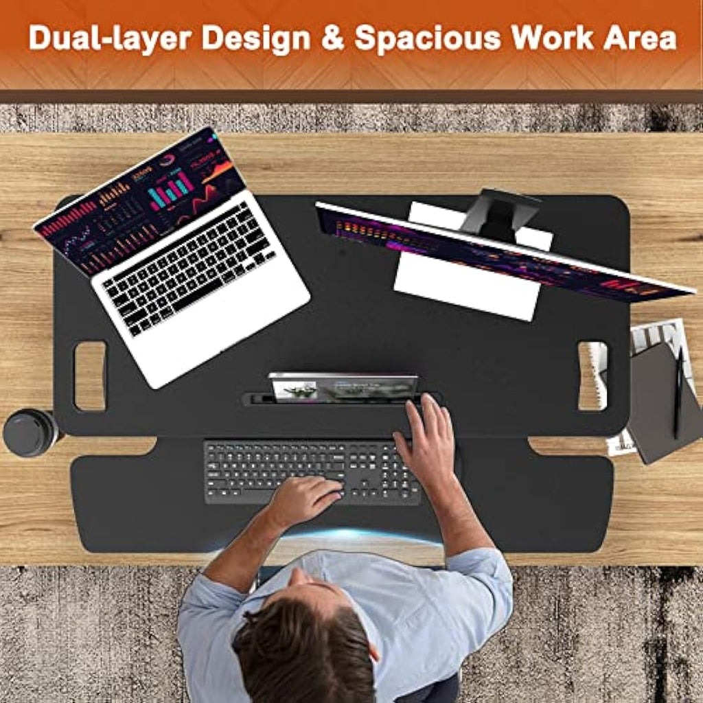 PUTORSEN 37.4" Standing Desk Converter | Height Adjustable Sit Stand Desk