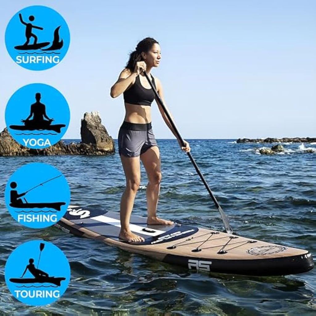 SereneLife Inflatable Stand Up Paddle Board – 10.5' Non-Slip SUP Kit