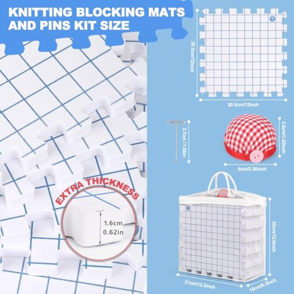 Aeelike Blocking Mats for Knitting & Crochet - 9 Pack Foam Board with Grid