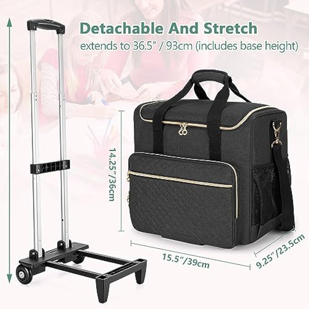 Rolling Teacher Bag | 15.6" Laptop Tote with Detachable Dolly