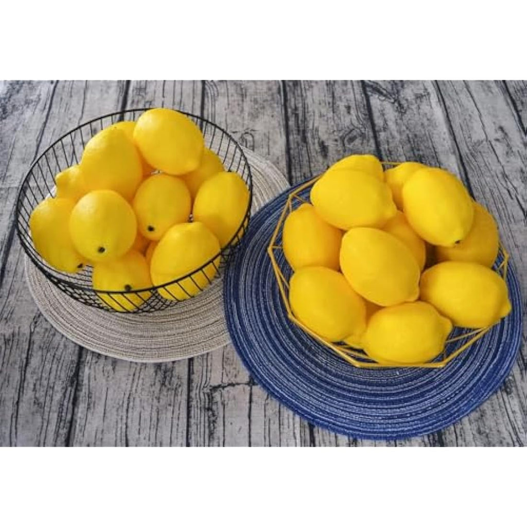 JEDFORE Artificial Lemons – 12pcs Lifelike Fake Fruit for Home Decor