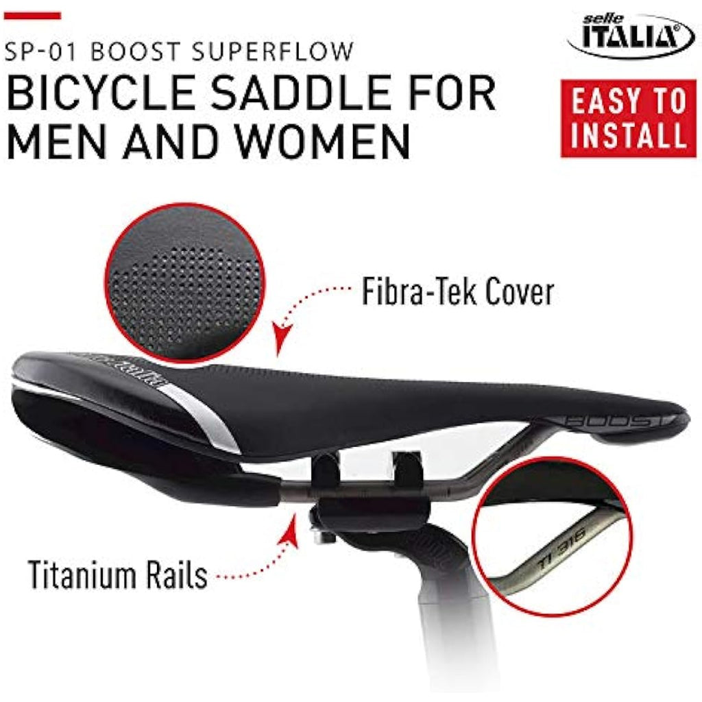 Selle Italia SP-01 Boost Road Saddle – Lightweight Fibra-Tek TI 316 Rail