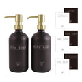 Janxin Glass Soap Dispenser Set of 2 | Black Bottles & Gold Pumps