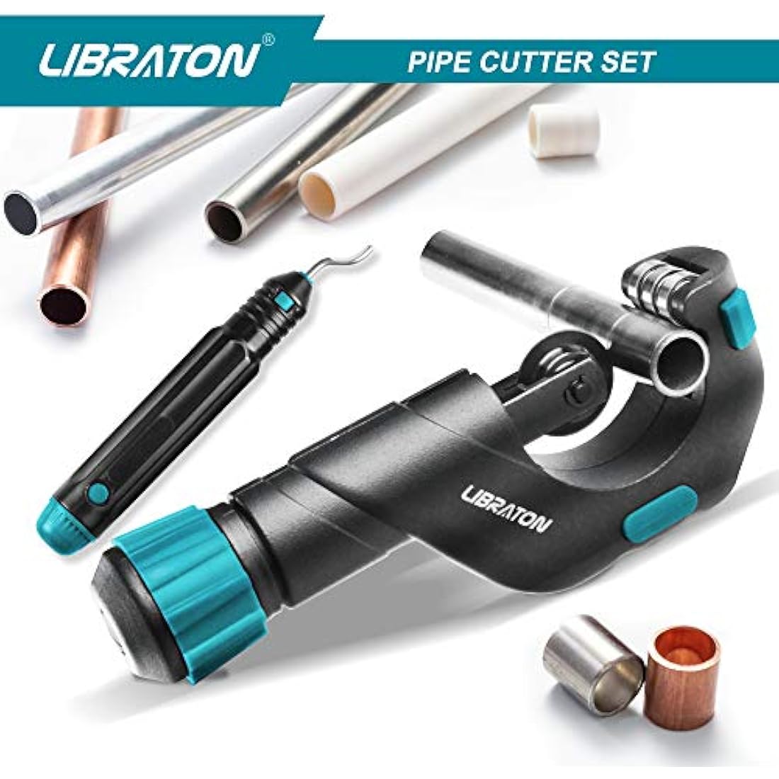 Libraton Heavy-Duty Pipe Cutter (5-50mm) with HSS Deburring Tool