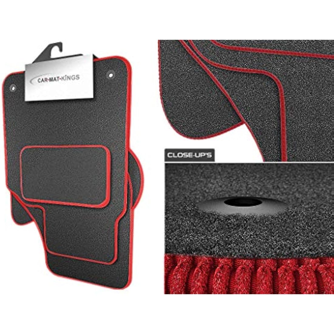 Ford Focus MK3 (2011-2014) Car Mat Set - Grey Carpet with Red Trim