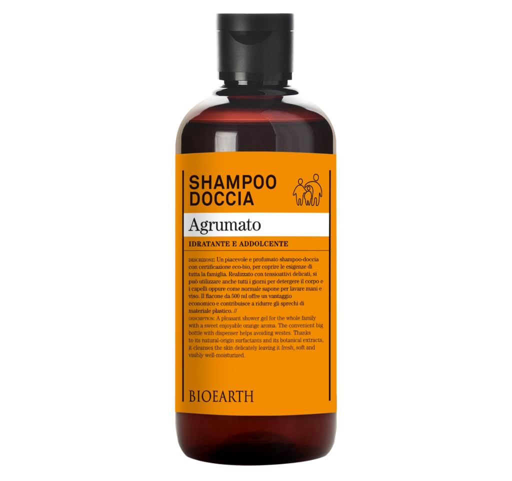 Bioearth Family Citrus Shower Shampoo – Organic Body & Hair Wash 500ml
