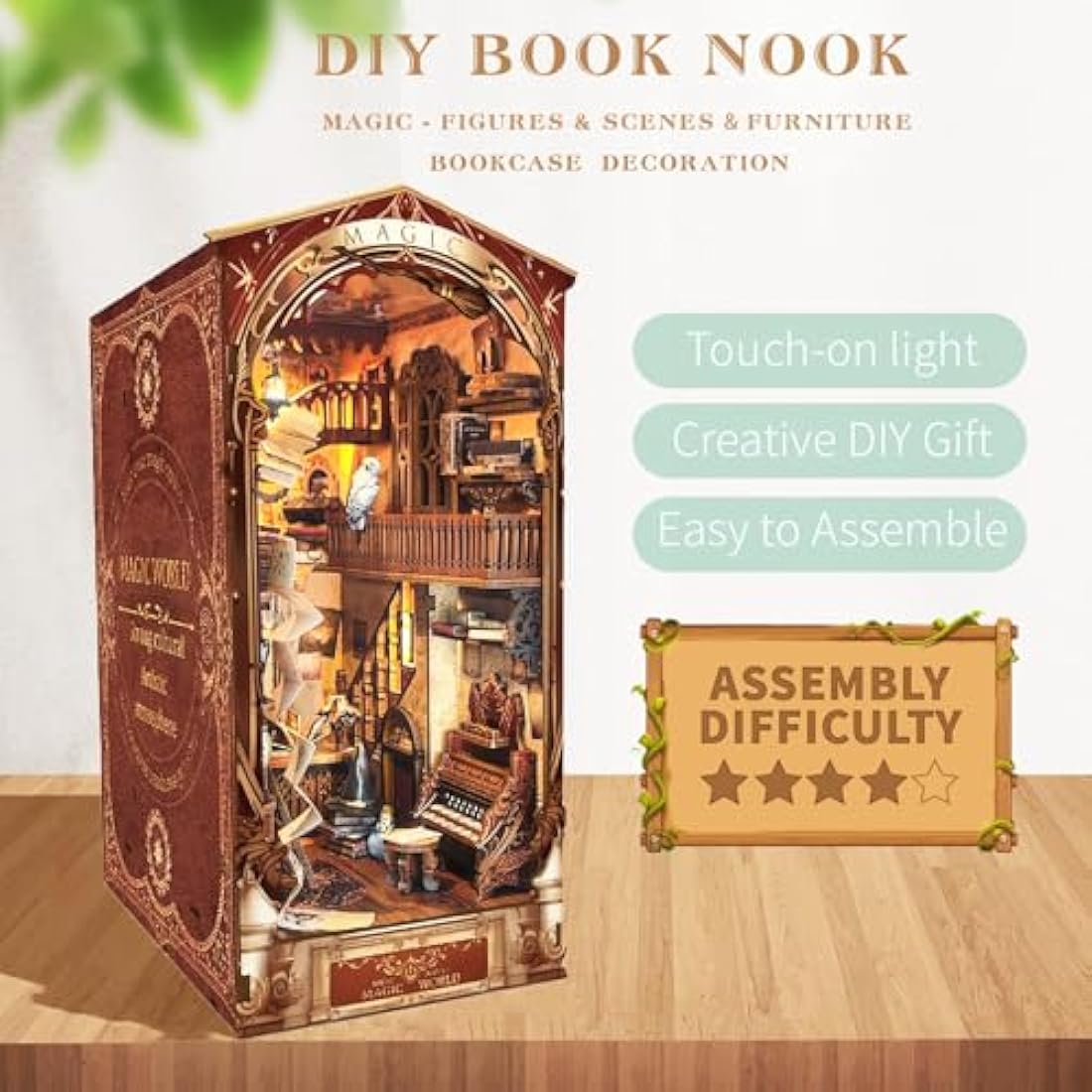 Spilay DIY Book Nook Kit – 3D Holzpuzzle Miniatur Haus mit LED-Licht