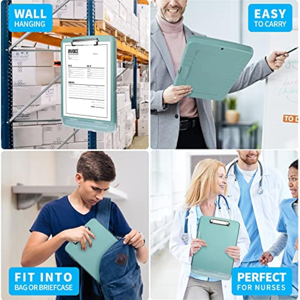DMFLY Storage Clipboard – Heavy Duty A4 Case with Pen Holder, 200 Sheet Cap