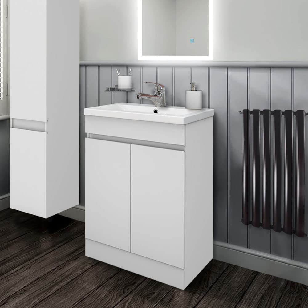 Biubiubath 600mm Freestanding Bathroom Vanity Unit - Gloss White