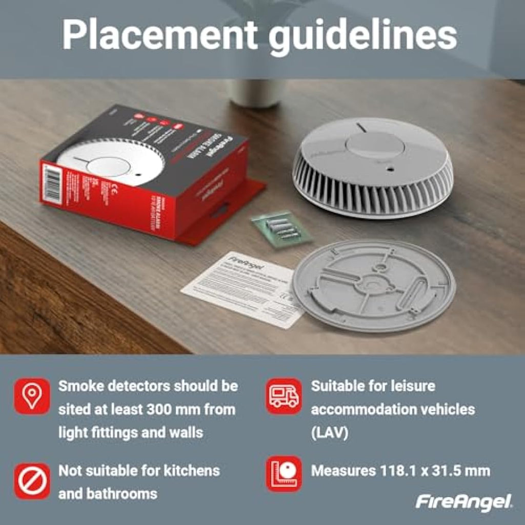 FireAngel FA6620 Optical Smoke Alarm 2-Pack | 10-Year Battery Fire Detector