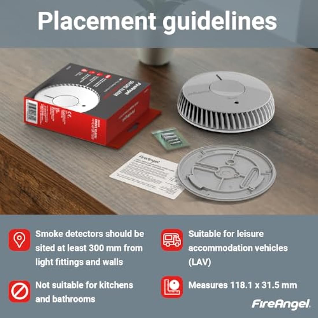 FireAngel FA6620 Optical Smoke Alarm 2-Pack | 10-Year Battery Fire Detector