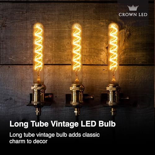 CROWN LED 6-Pack E27 Flute Tube Light Bulbs – Warm White Vintage Glass