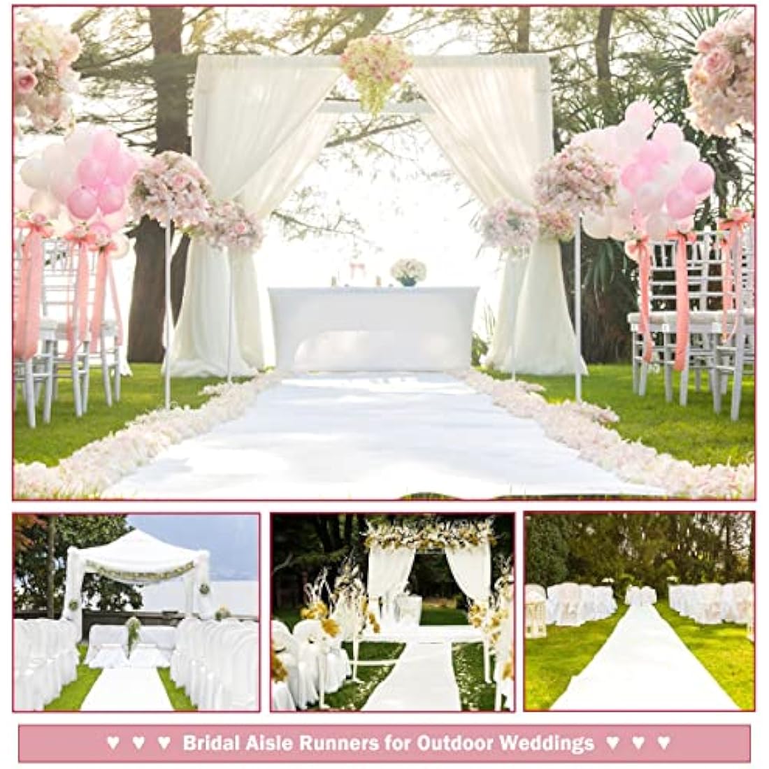 Jolof Store White Wedding Aisle Runner – 2mm Thick Non-Slip Floor Carpet