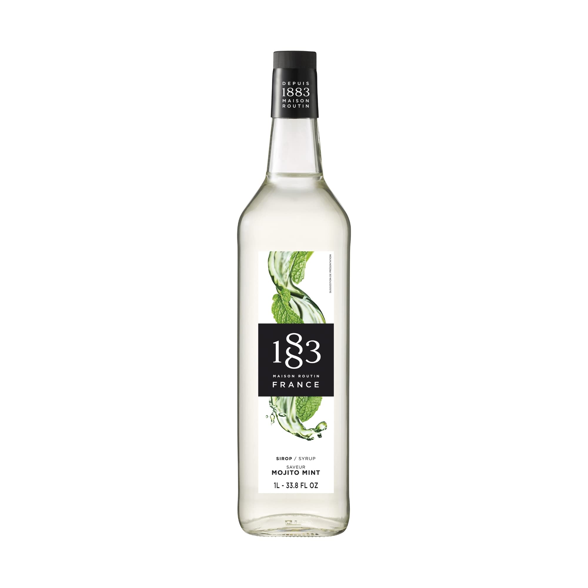 1883 Maison Routin Mojito Mint Syrup – 1L Glass Bottle for Cocktails