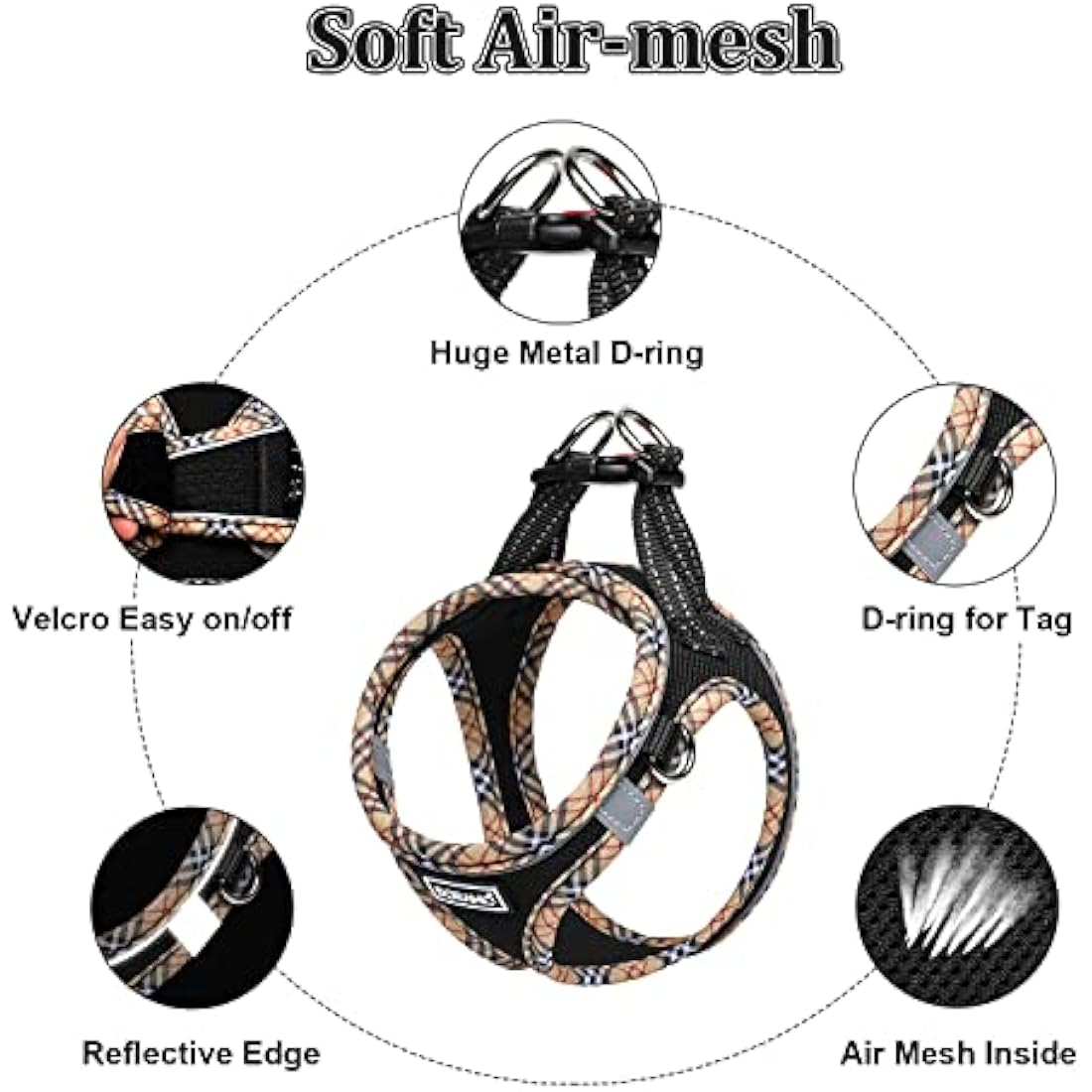 DORAMIO Step-in Dog Harness and Leash Set – Reflective Mesh Vest