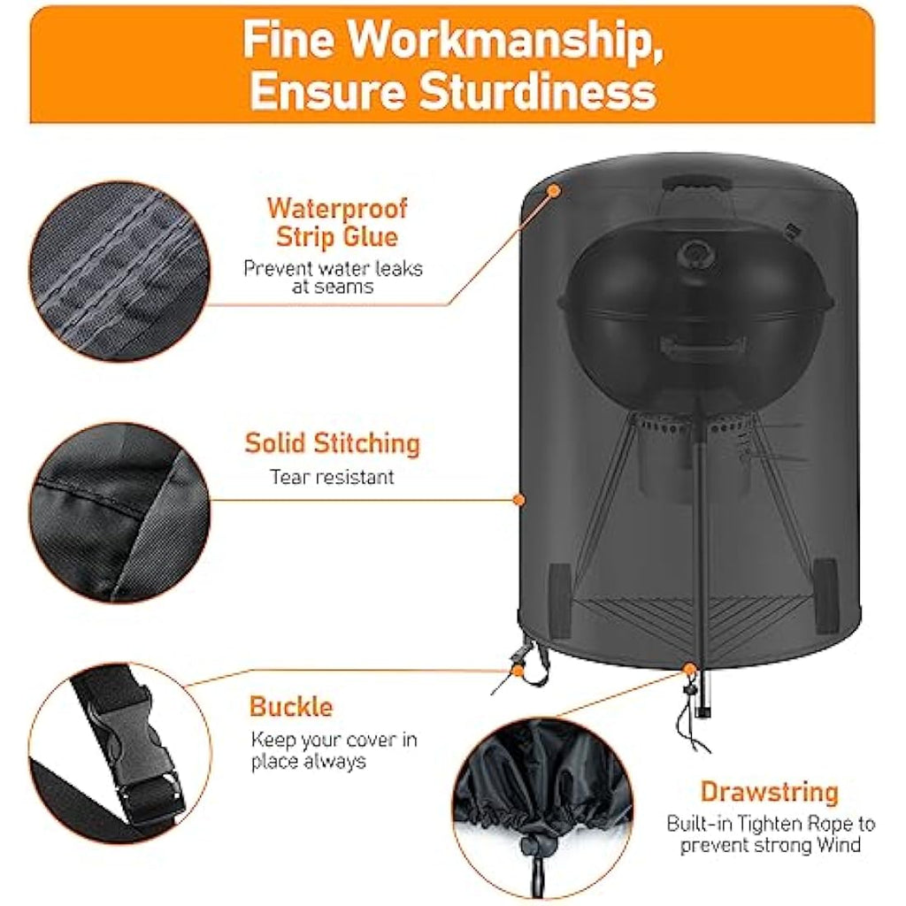 Raweao Kettle BBQ Cover – 500D Oxford Waterproof Grill Cover for Weber 57cm