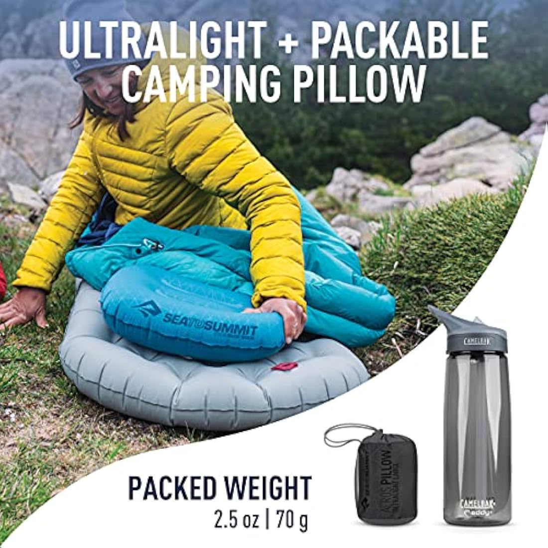 Sea to Summit Aeros Ultralight Inflatable Camping Pillow – Large Grey