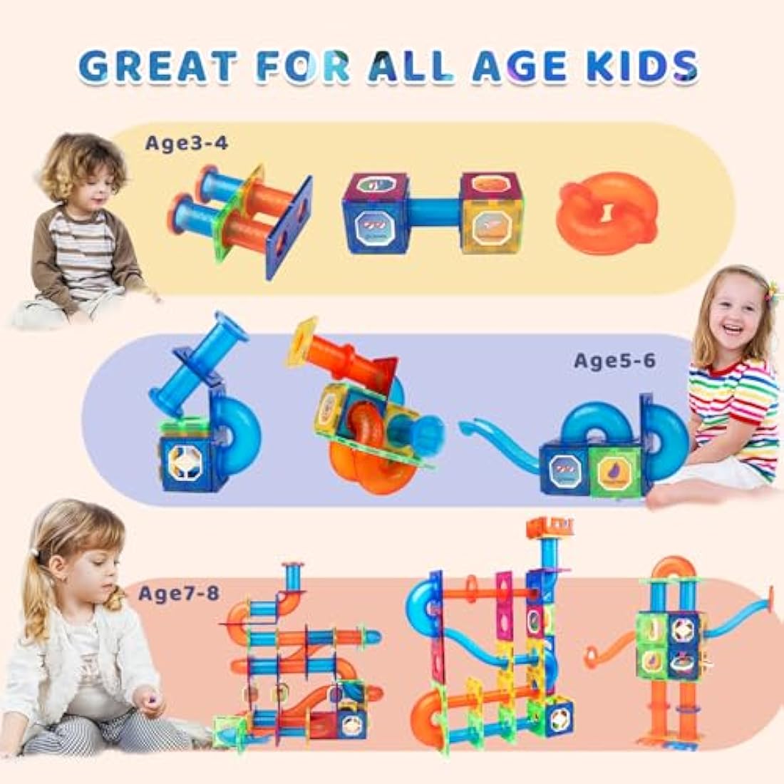 Magblock 122 PCS Magnetic Marble Run Building Blocks STEM Toy Set