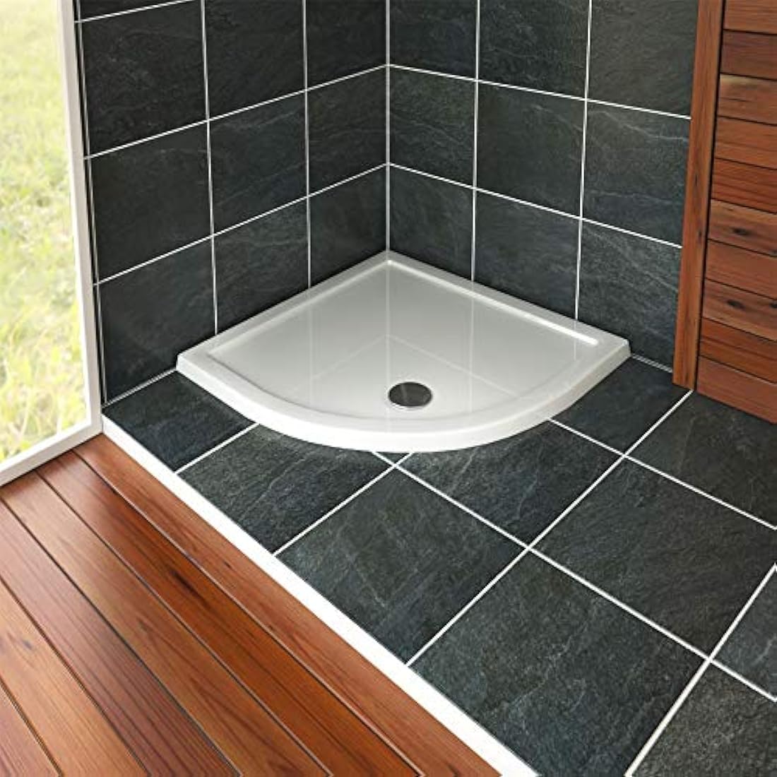 900x900mm Quadrant Pearlstone Shower Tray with Waste