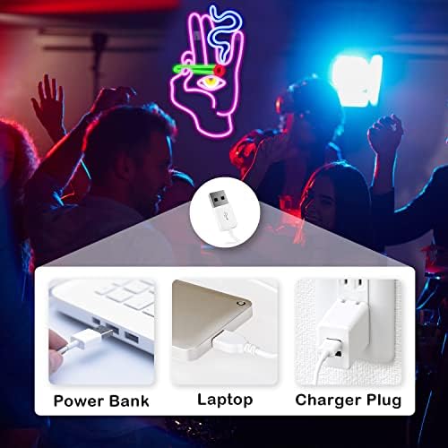 Looklight Hand Evil Eye Neon Sign – Pink & Blue LED Wall Decor