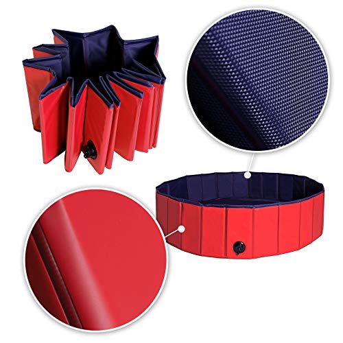 lionto Foldable Dog Pool – 120cm Scratch-Resistant PVC Pet & Kids Pool