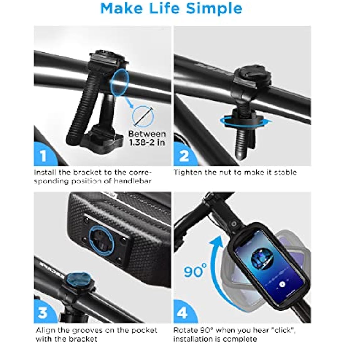 Whale Fall Waterproof Bike Frame Bag | Hard Shell Phone Holder up to 7"