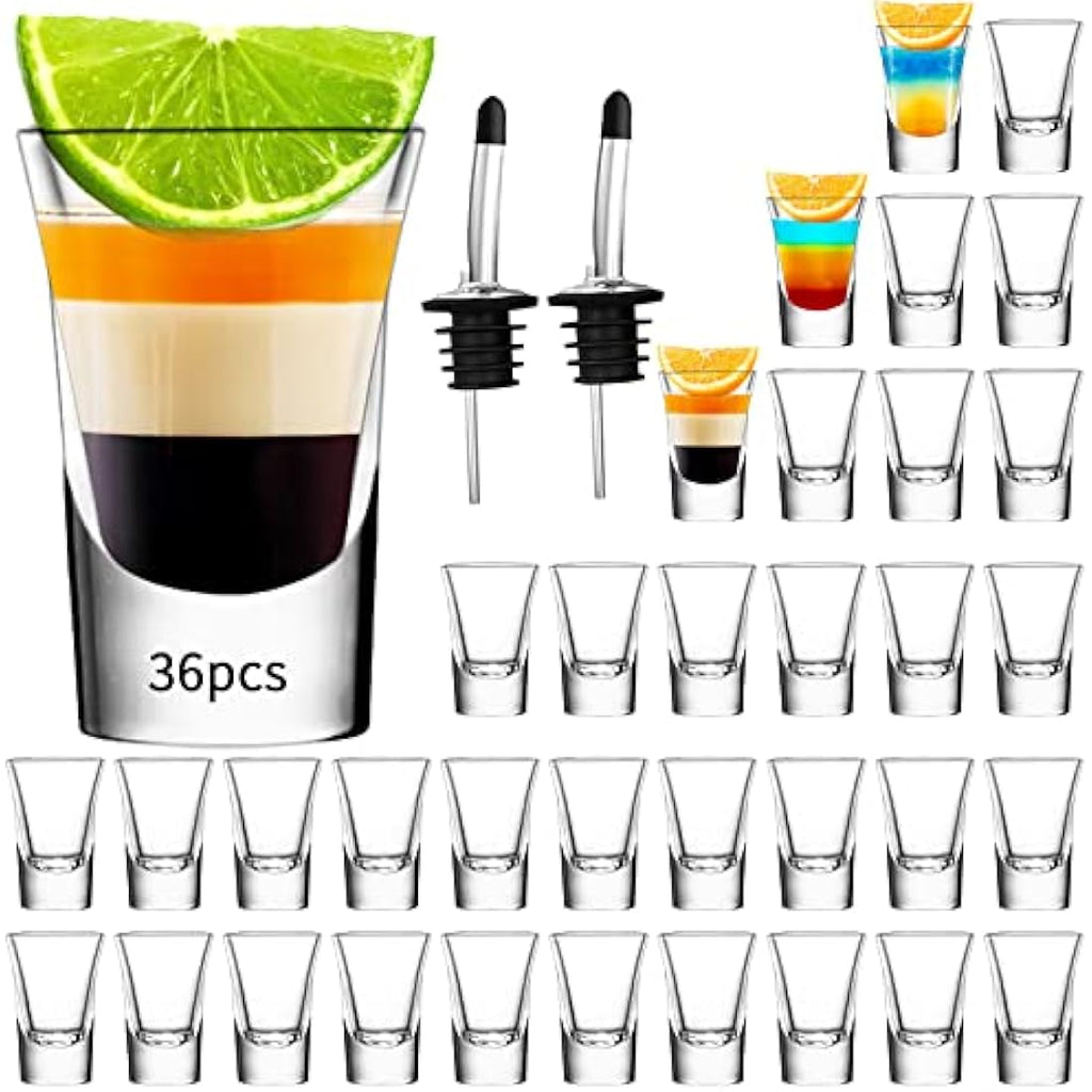 SuproBarware 36-Pack Shot Glasses – 1.2oz Heavy Base Clear Glass Set