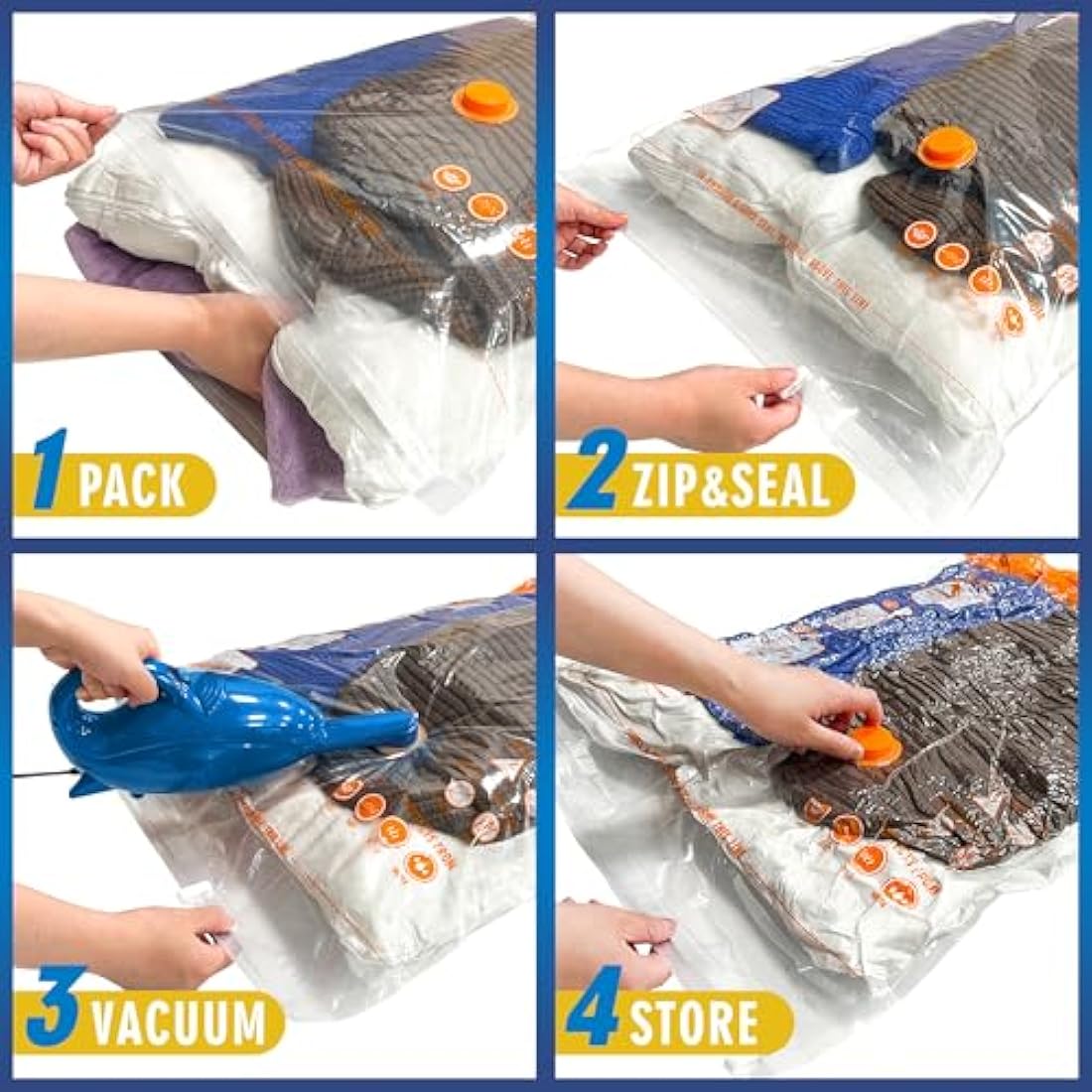 Vacuum Storage Bags – 9 Pack Reusable Space Saver Bags