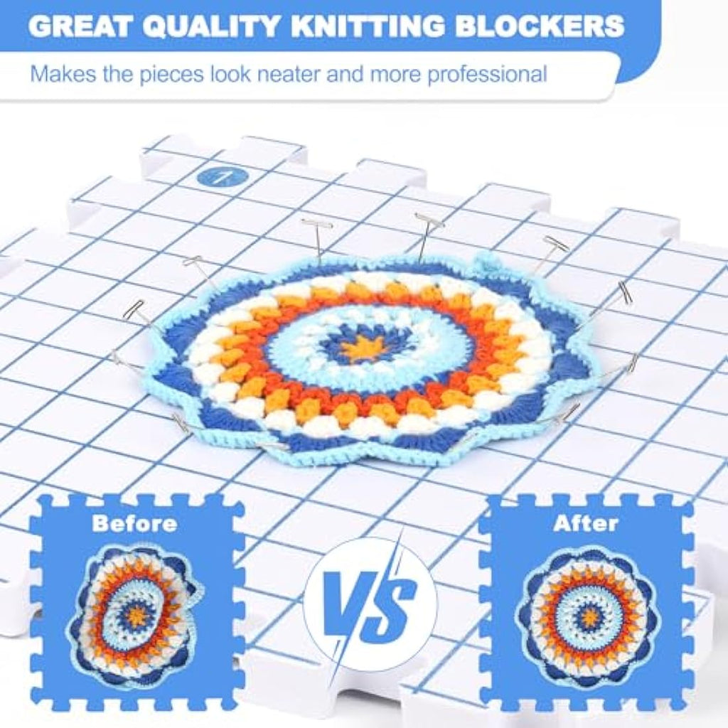 Aeelike Blocking Mats for Knitting & Crochet - 9 Pack Foam Board with Grid