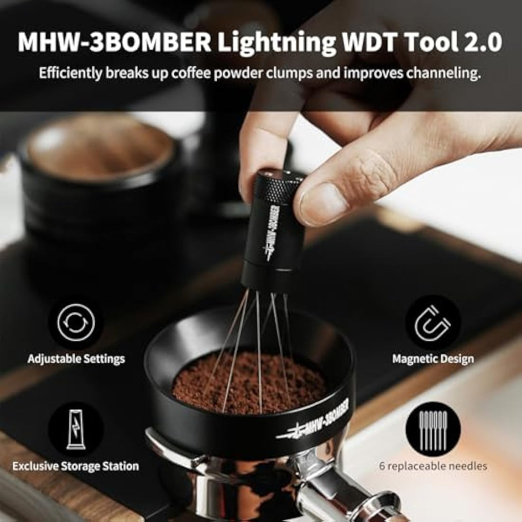 MHW-3BOMBER WDT Tool 2.0 | Adjustable Espresso Stirrer with Magnetic Stand