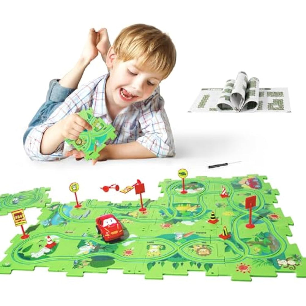 Kids Puzzle Track Car Set | Montessori STEM Educational Toy