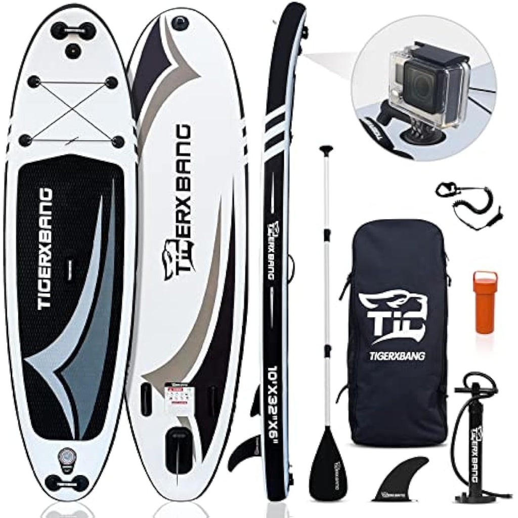 TIGERXBANG Inflatable Stand Up Paddle Board with Kayak Seat & Camera Mount