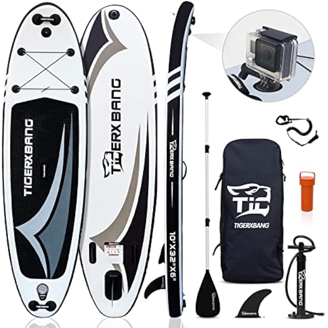 TIGERXBANG Inflatable Stand Up Paddle Board with Kayak Seat & Camera Mount