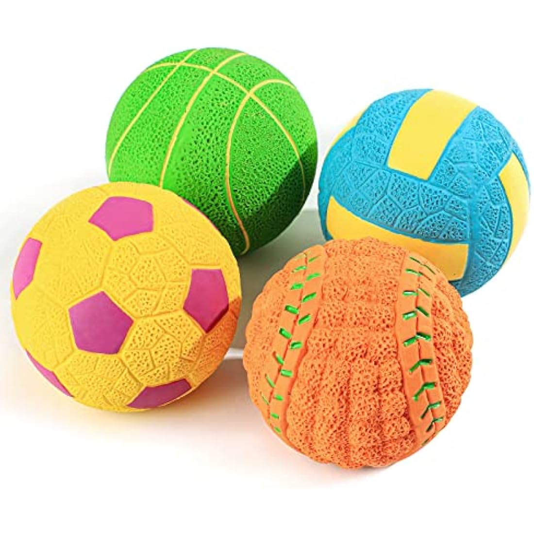 Squeaky Dog Balls – 4 Pack Soft Latex Rubber Fetch Toys